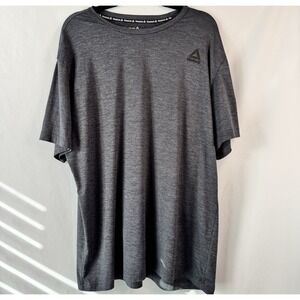 Reebok Gray Performance Shirt Men's Size XL Athletic Fit Polyester Logo Tee